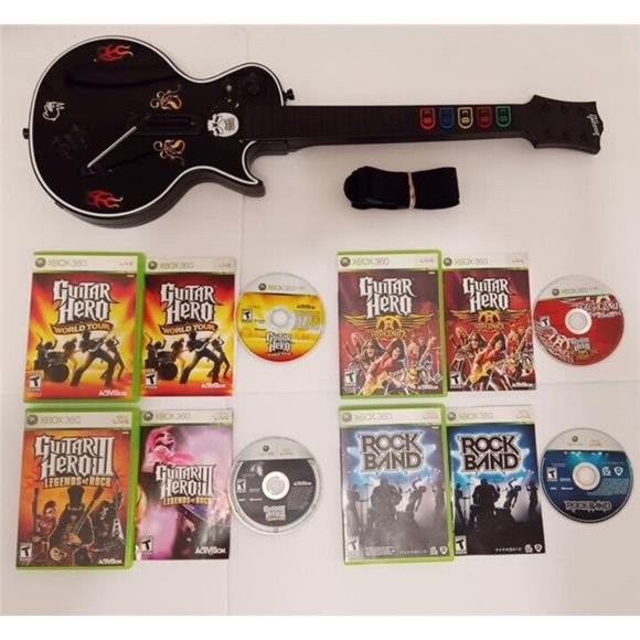 Xbox 360 Guitar Hero Gibson Les Paul Guitar Wireless Controller Bundle 4… - Picture 1 of 10